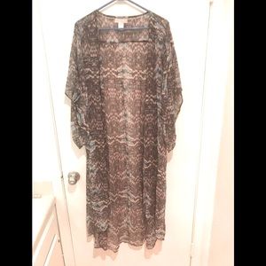 BAND OF GYPSIES TIE DYE MIDI DUSTER/ BEACH COVER UP BOHO VINTAGE